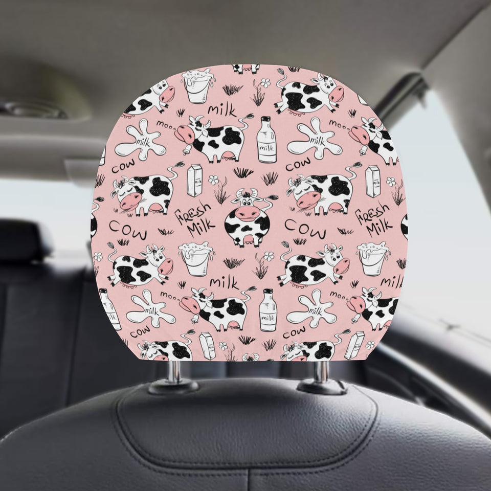 Cows milk product pink background Car Headrest Cover