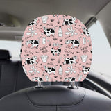 Cows milk product pink background Car Headrest Cover