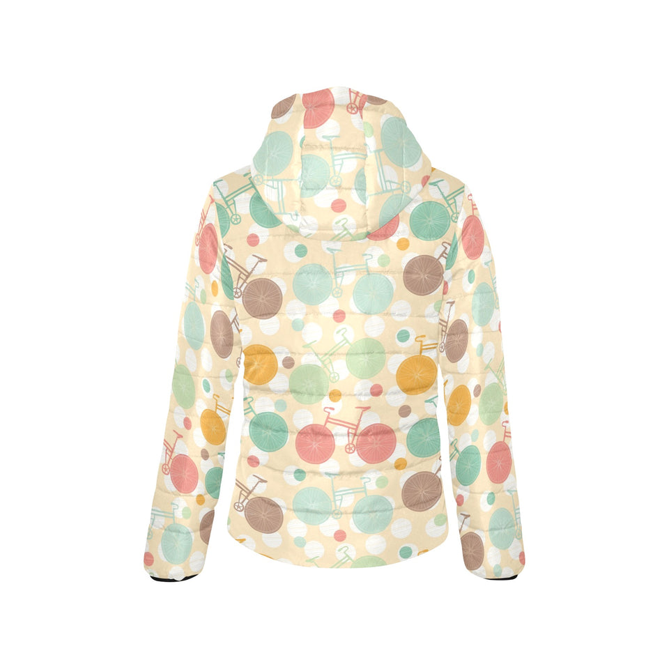 Bicycle Pattern Print Design 01 Women's Padded Hooded Jacket