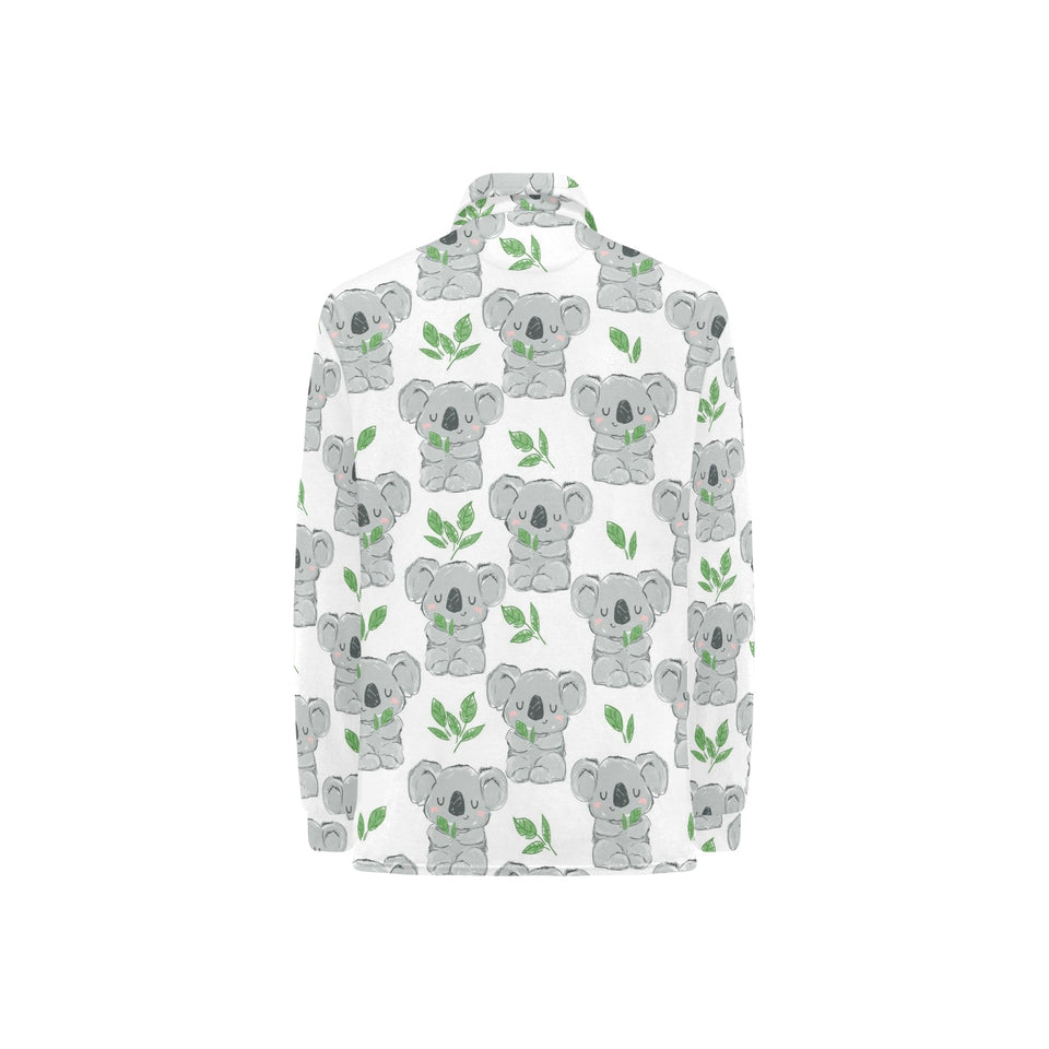 Hand drawn Koala leaves pattern Women's Long Sleeve Polo Shirt