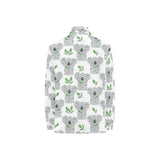 Hand drawn Koala leaves pattern Women's Long Sleeve Polo Shirt