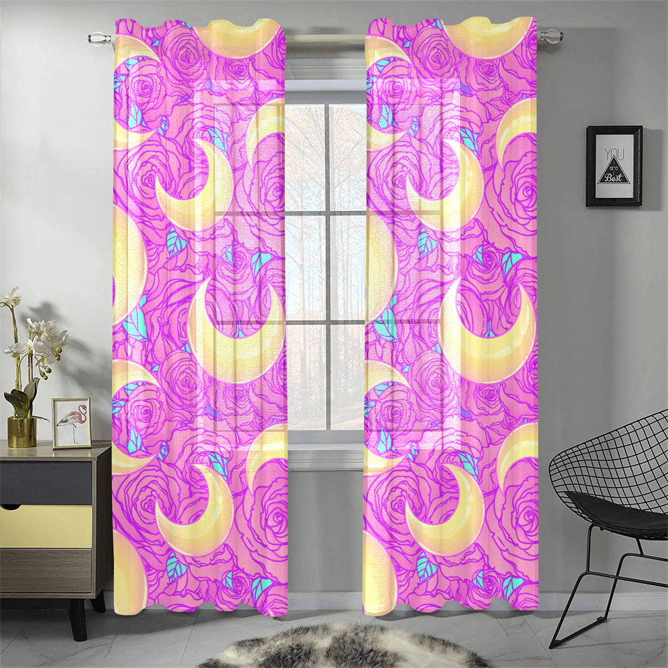 Moon pink rose background Gauze Curtain