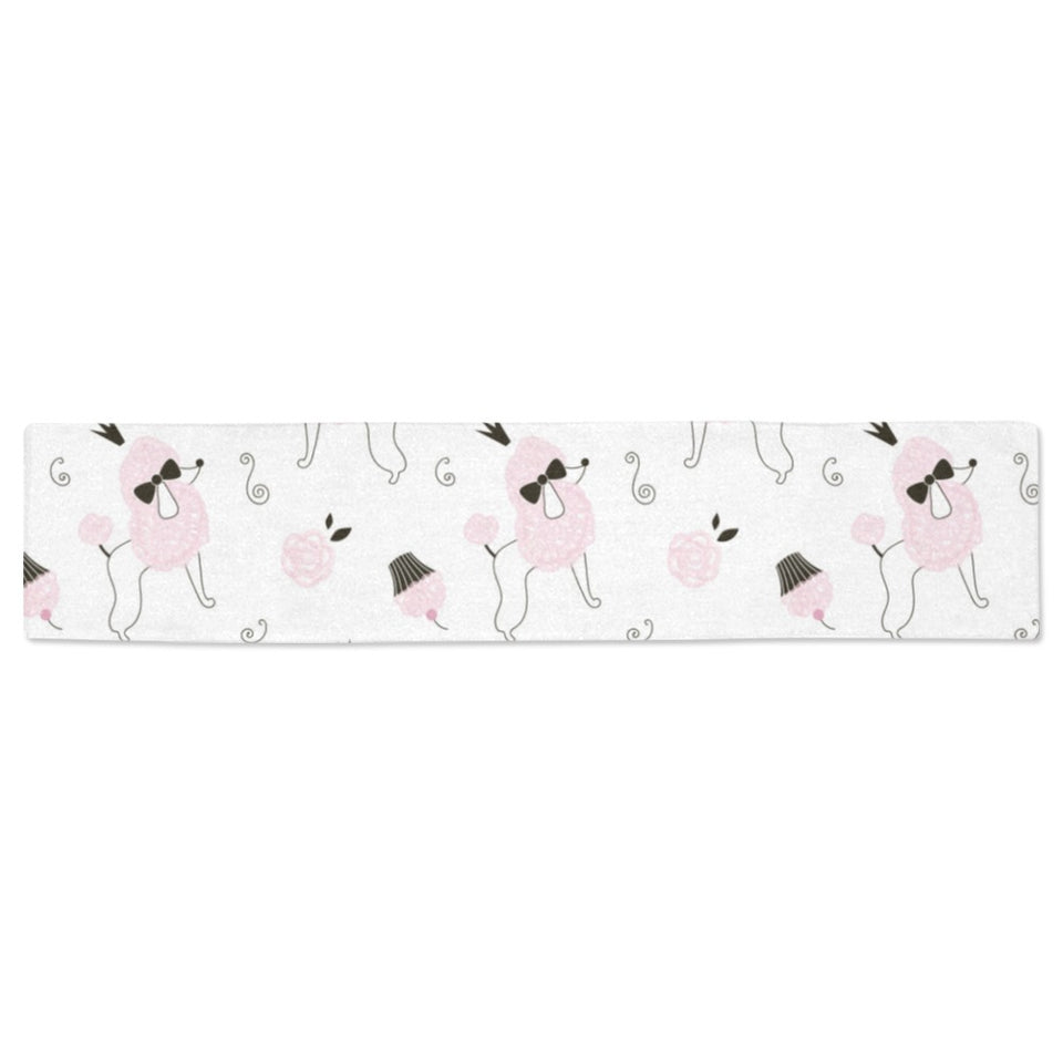 Poodle dog rose cake pattern Table Runner