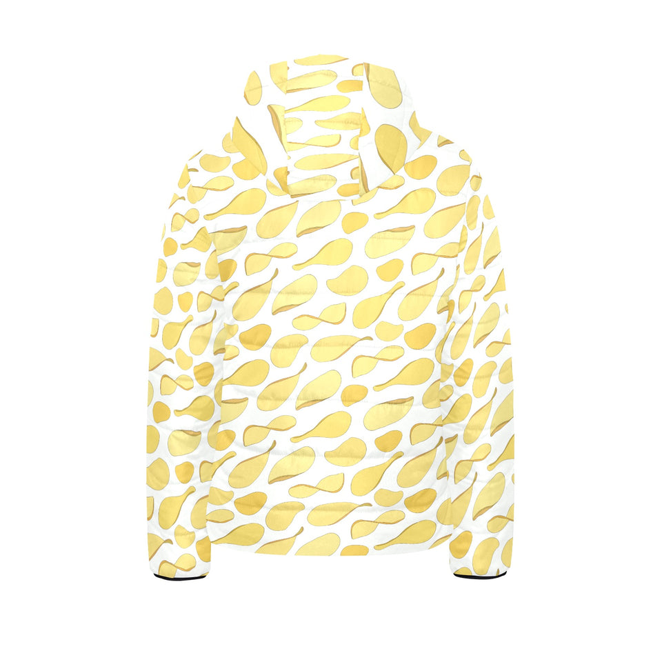 Potato Chips Pattern Print Design 02 Kids' Boys' Girls' Padded Hooded Jacket
