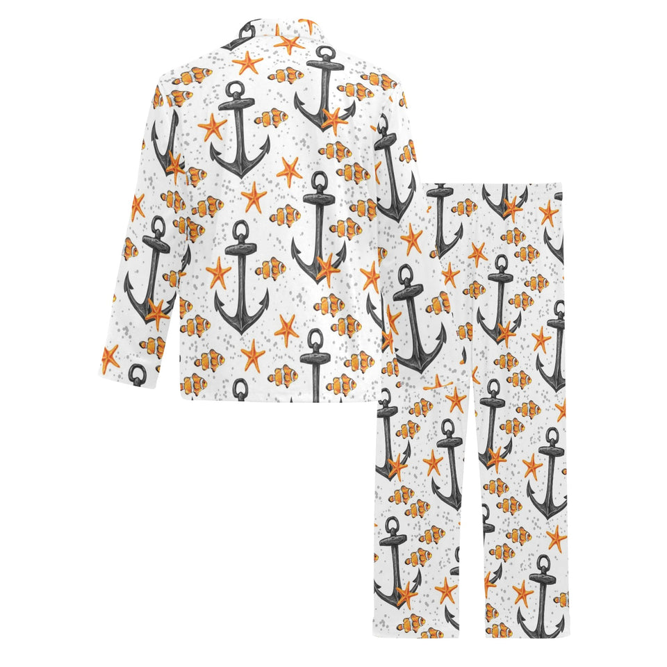 Clown Fish Pattern Print Design 02 Men's Long Pajama Set
