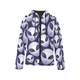 Alien Pattern Print Design 01 Women's Padded Hooded Jacket