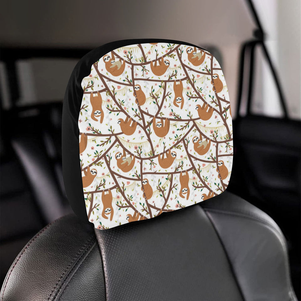 Sloths hanging on the tree pattern Car Headrest Cover