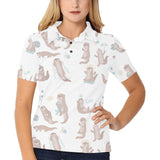 Cute sea otters pattern Women's All Over Print Polo Shirt