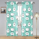 Cute sheep green background Gauze Curtain