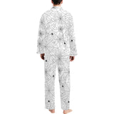 Spider web cobweb pattern white background Men's Long Pajama Set