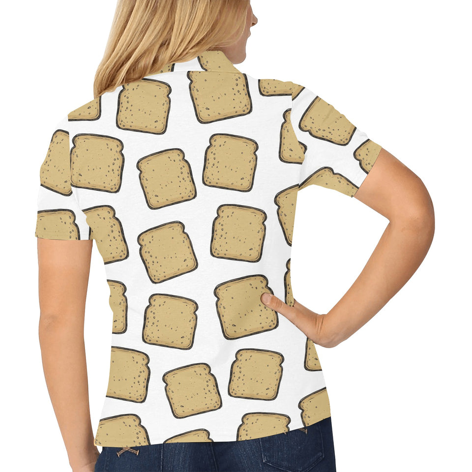 Bread Toast Pattern Print Design 03 Women's All Over Print Polo Shirt