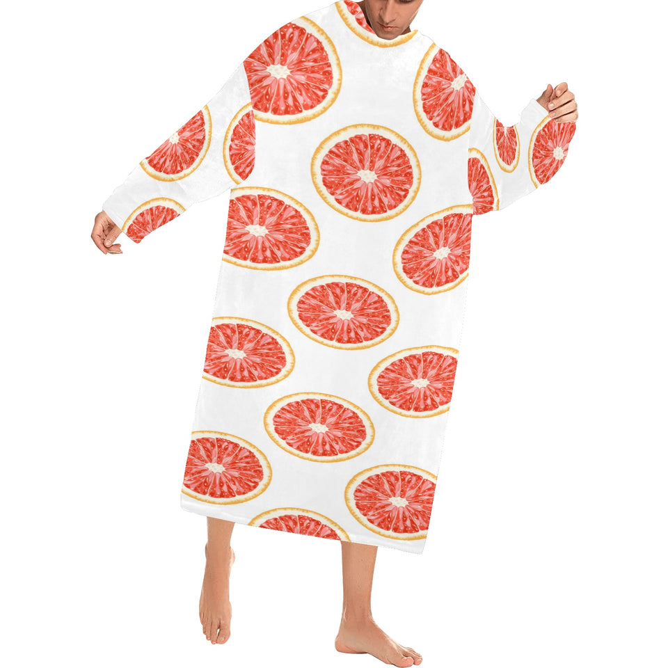 Grapefruit pattern Blanket Robe with Sleeves