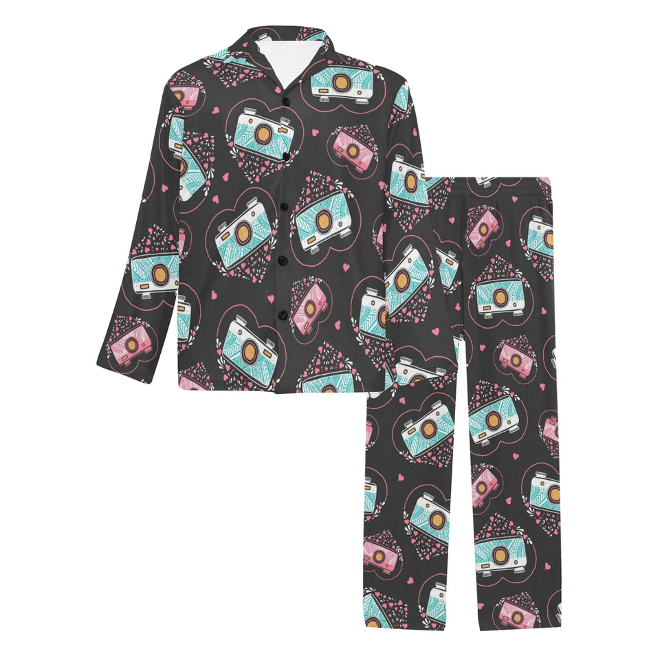 Camera Pattern Print Design 04 Men's Long Pajama Set