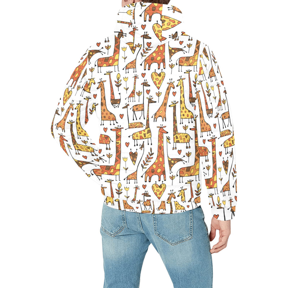 Giraffe Pattern Print Design 04 Men's Padded Hooded Jacket