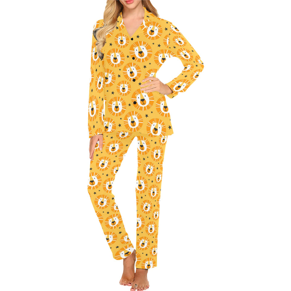 Lion Pattern Print Design 03 Women's Long Pajama Set