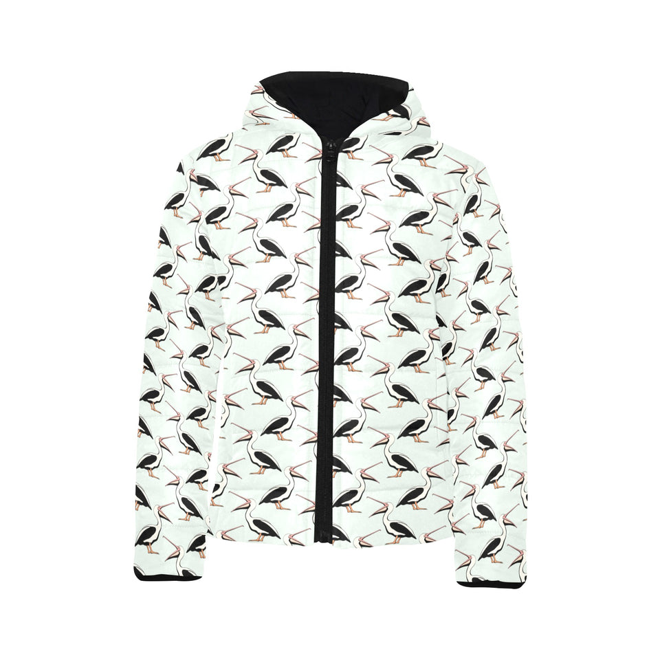 Pelican Pattern Print Design 02 Kids' Boys' Girls' Padded Hooded Jacket