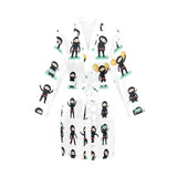 Cute ninja katana sword pattern Women's Long Sleeve Belted Night Robe