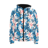 Hibiscus Pattern Print Design 02 Men's Padded Hooded Jacket