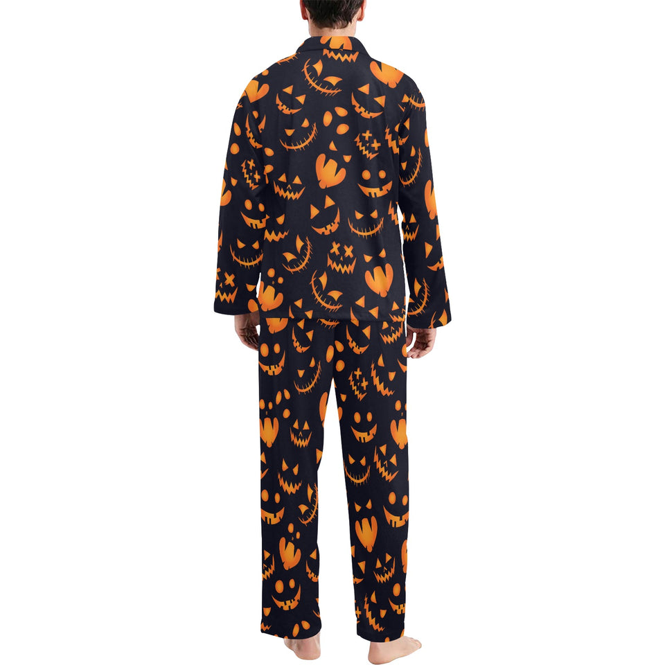 Halloween pattern Pumpkin background Men's Long Pajama Set