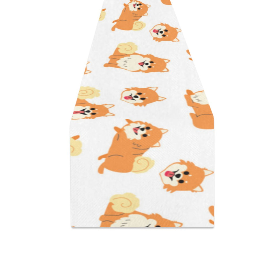 Brown pomeranian pattern Table Runner