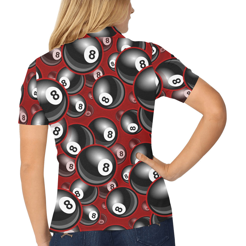 Billiard Ball Pattern Print Design 05 Women's All Over Print Polo Shirt