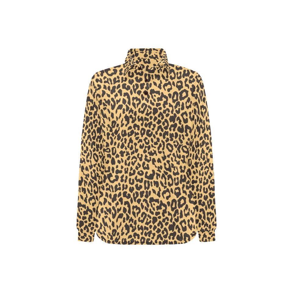 Leopard skin print Women's Long Sleeve Polo Shirt