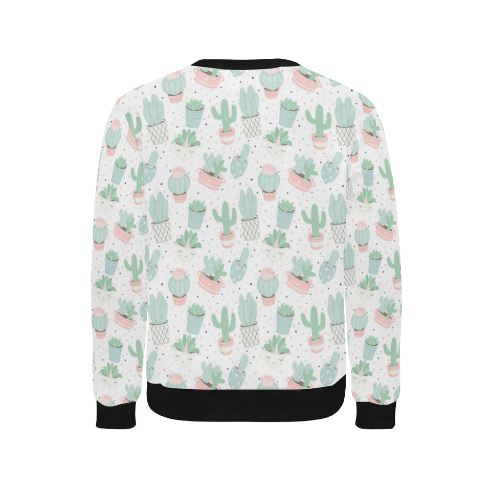 Pastel color cactus pattern Men's Crew Neck Sweatshirt
