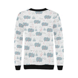 cute rhino heart pattern Women's Crew Neck Sweatshirt