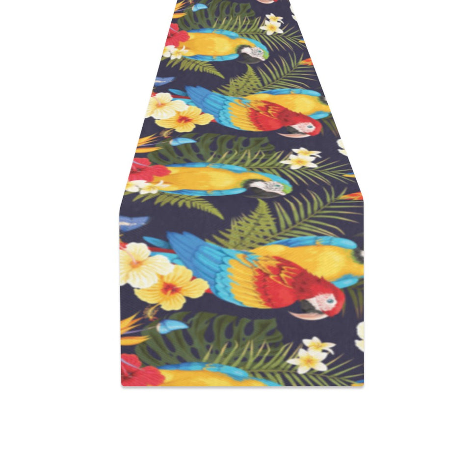 Colorful parrot flower pattern Table Runner