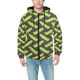 Green Peas Pattern Print Design 05 Men's Padded Hooded Jacket
