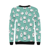 Cute sheep green background Women's Crew Neck Sweatshirt