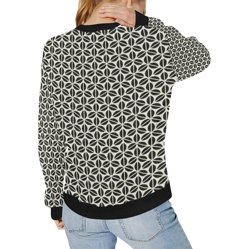 Coffee bean abstract modern pattern Women's Crew Neck Sweatshirt