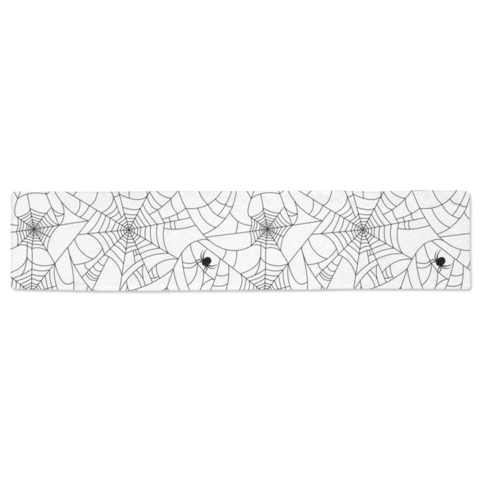 Spider web cobweb pattern white background Table Runner