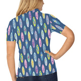 Surfboard Pattern Print Design 03 Women's All Over Print Polo Shirt