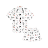 Hedgehog Pattern Print Design 02 Kids' Boys' Girls' V-Neck Short Pajama Set