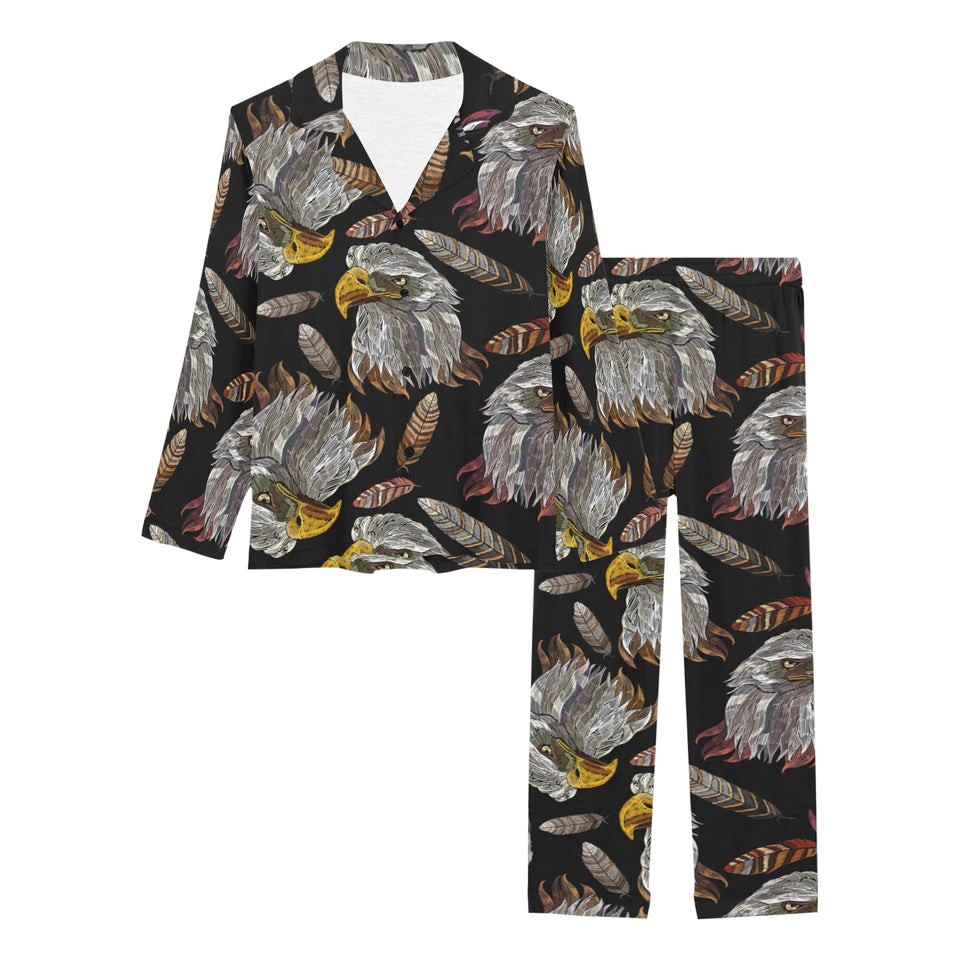 Eagle Pattern Print Design 05 Women's Long Pajama Set