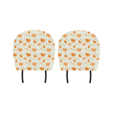 Cute brown pomeranian paw leave bone pattern Car Headrest Cover