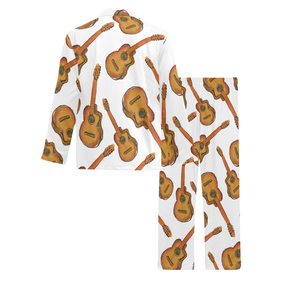 Paint Guitar Pattern Men's Long Pajama Set