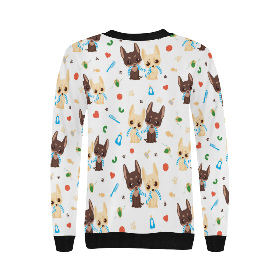 Cute Chihuahua dog pattern Women's Crew Neck Sweatshirt