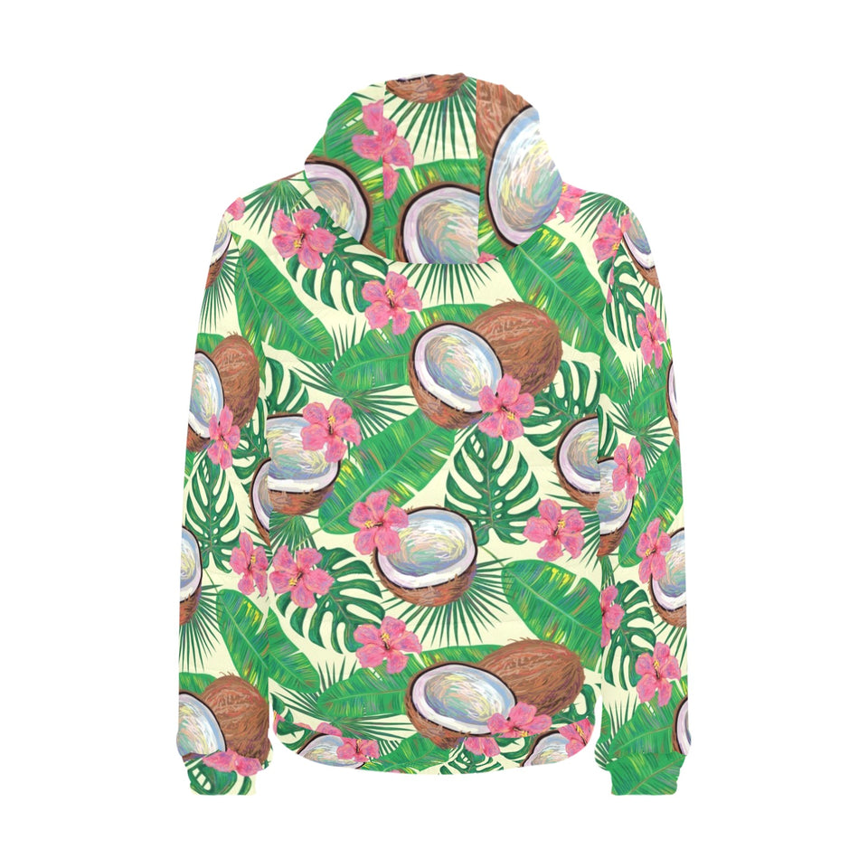 Coconut Pattern Print Design 01 Men's Padded Hooded Jacket