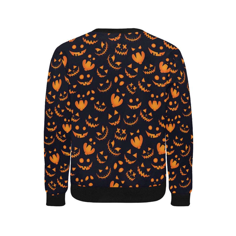 Halloween pattern Pumpkin background Men's Crew Neck Sweatshirt