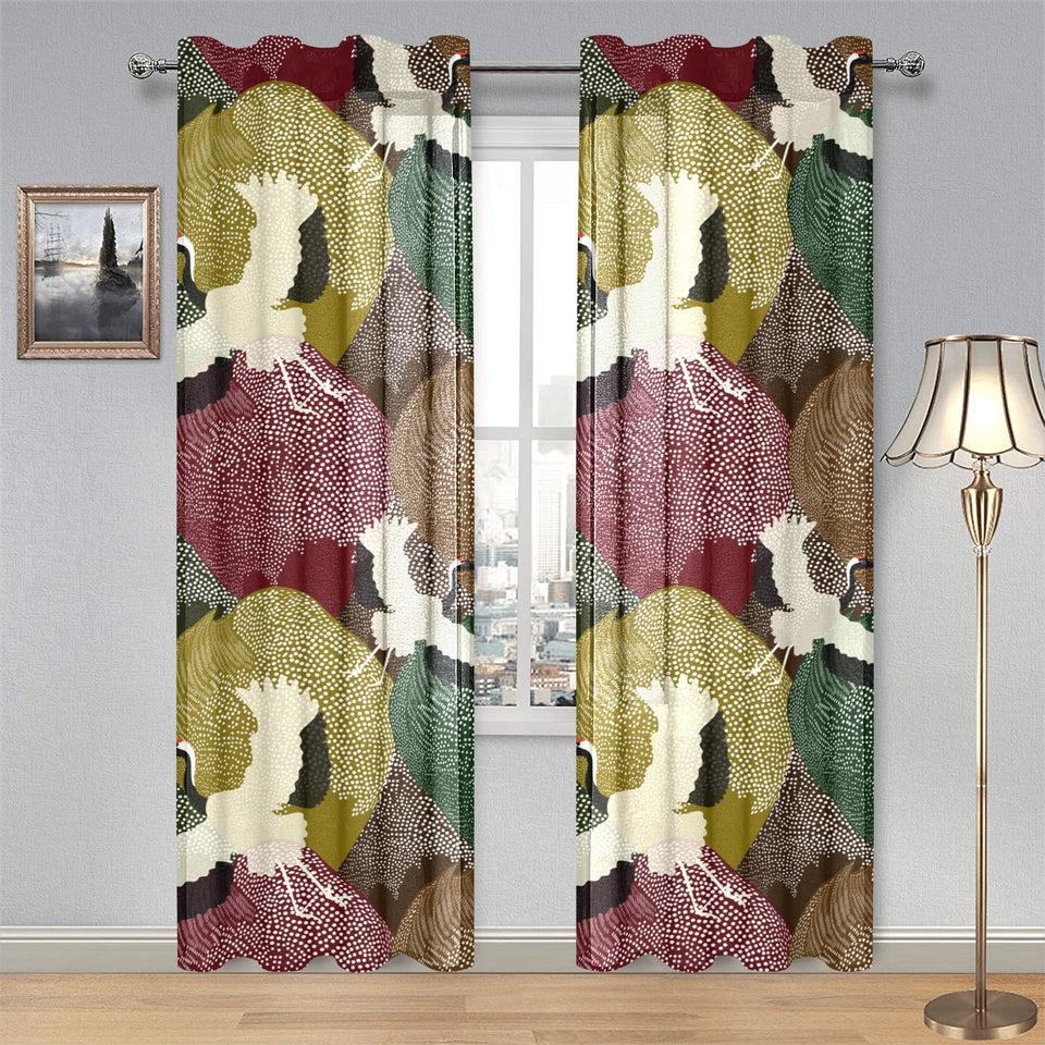 Japanese cranes flying forest dot pattern Gauze Curtain