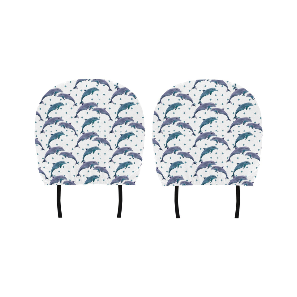 Dolphins pattern dotted background Car Headrest Cover