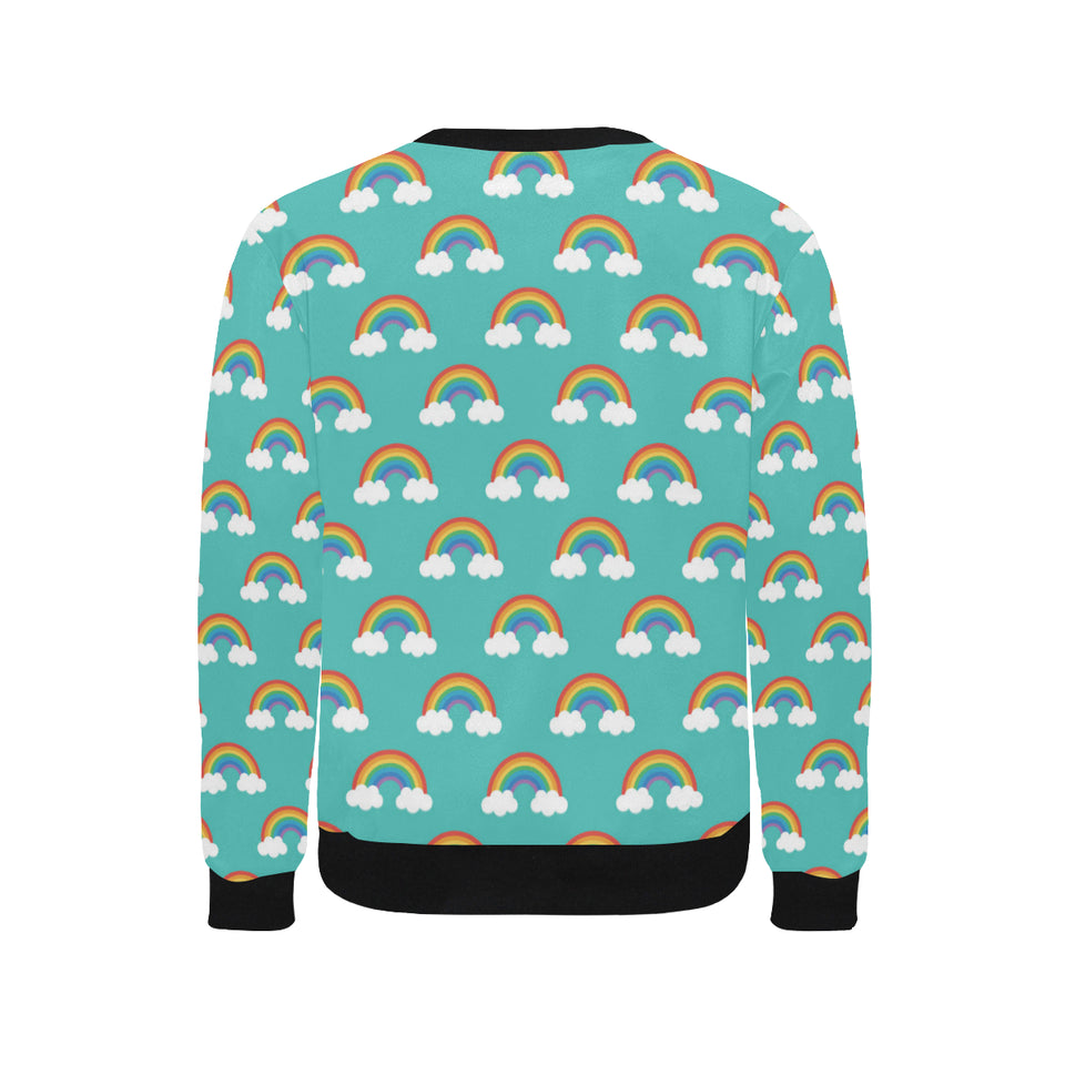 Rainbow pattern green background Men's Crew Neck Sweatshirt