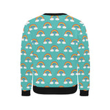 Rainbow pattern green background Men's Crew Neck Sweatshirt