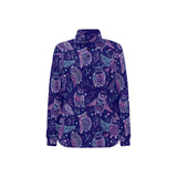 Cute owls pattern boho style ornament Women's Long Sleeve Polo Shirt