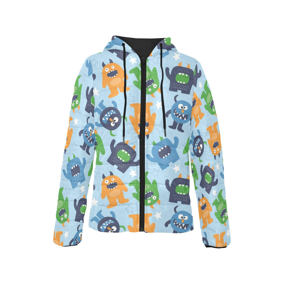 Alien Pattern Print Design 04 Women's Padded Hooded Jacket