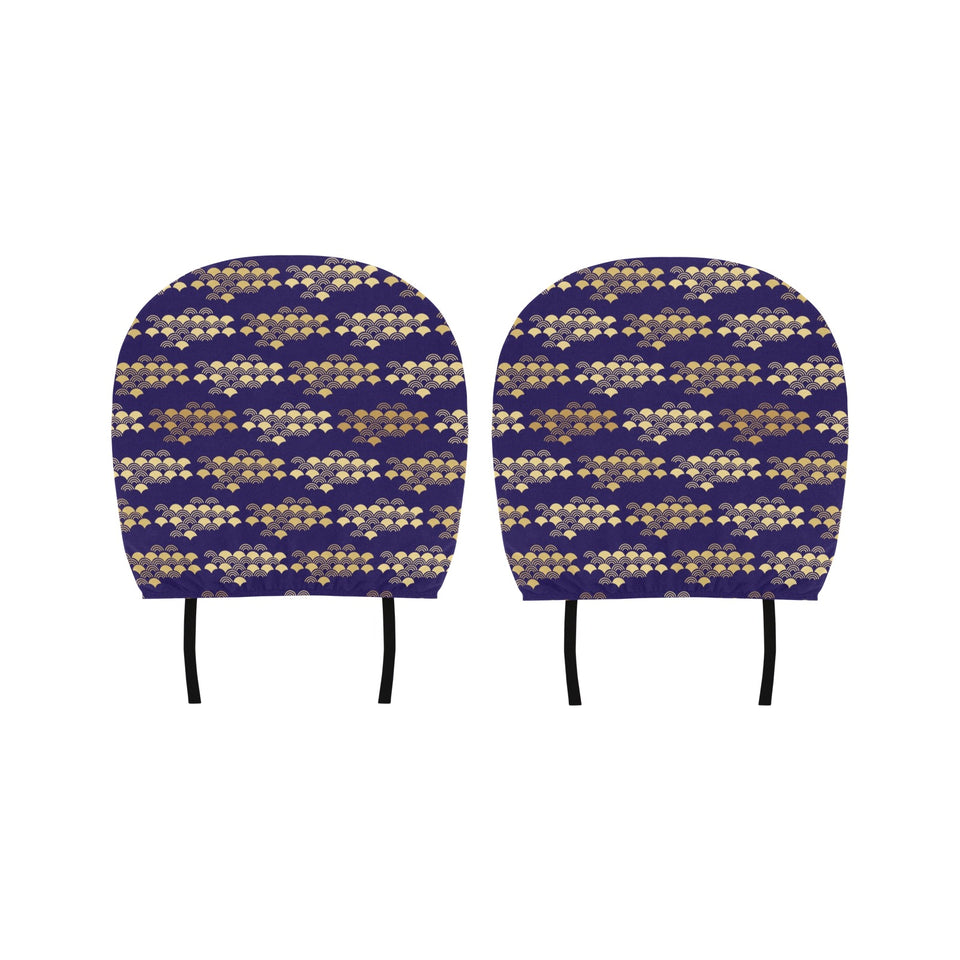 Beautiful japanese fan pattern Car Headrest Cover