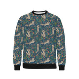 Raccoon tropical leaves pattern Men's Crew Neck Sweatshirt