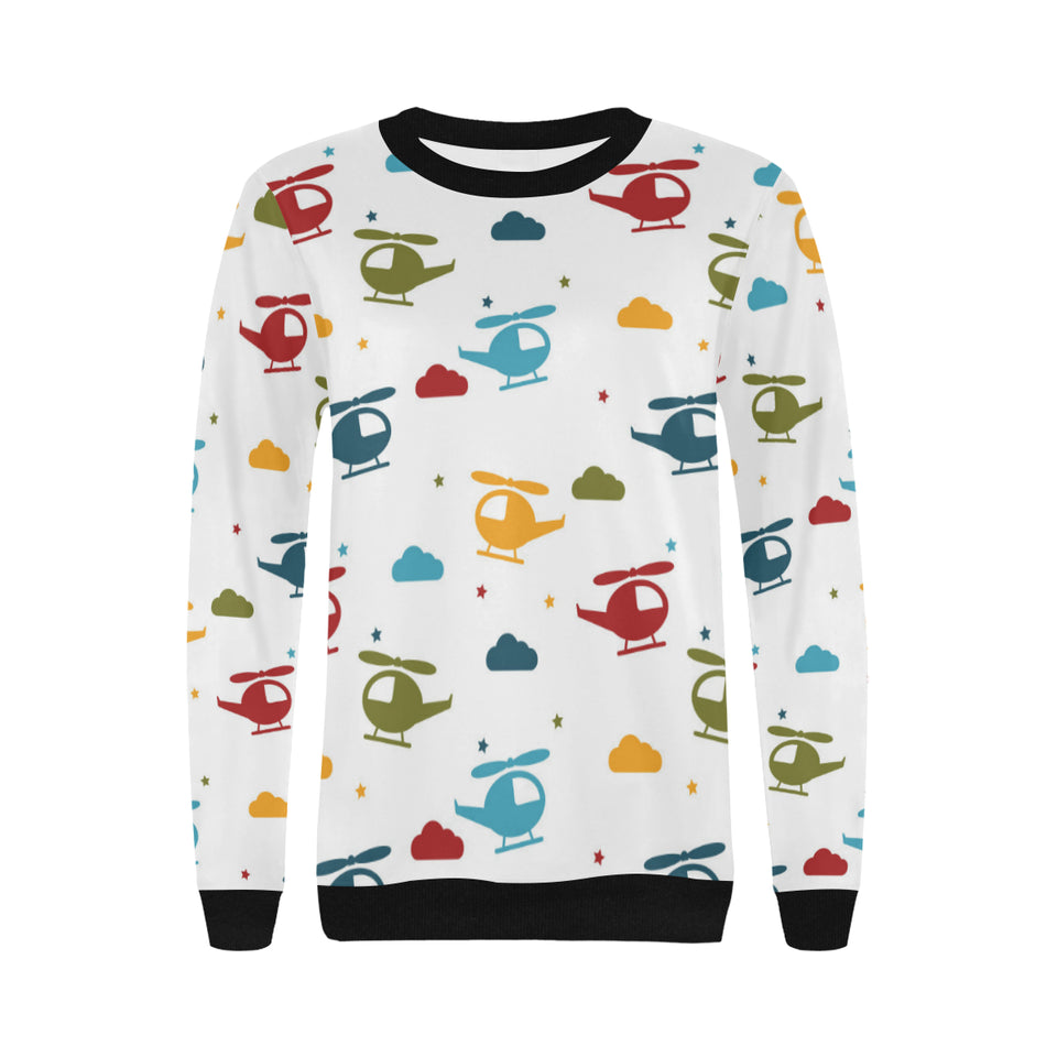 Colorful helicopter pattern Women's Crew Neck Sweatshirt